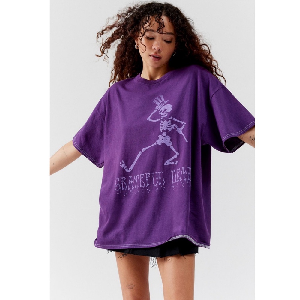 Grateful Dead Skeleton Purple Oversized T-Shirt Dress
